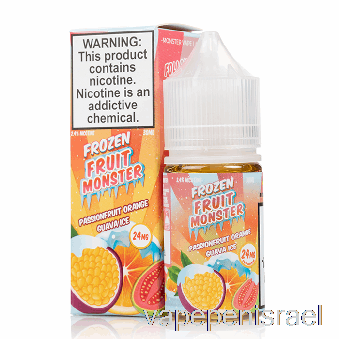 חד פעמי Vape Israel אייס פסיפלורה גויאבה תפוזים - מלחי מפלצת פירות קפואים - 30 מ"ל 24 מ"ג